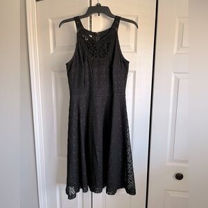 Dressbarn black lace dress crochet high neck formal little black dress 8 10 M